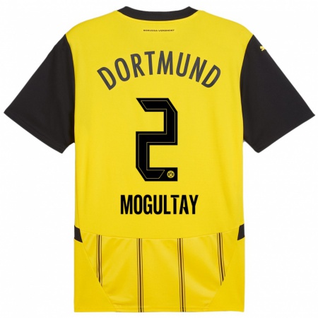 Kandiny Enfant Maillot Baran Mogultay #2 Jaune Noir Tenues Domicile 2024/25 T-Shirt