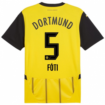 Kandiny Enfant Maillot António Fóti #5 Jaune Noir Tenues Domicile 2024/25 T-Shirt