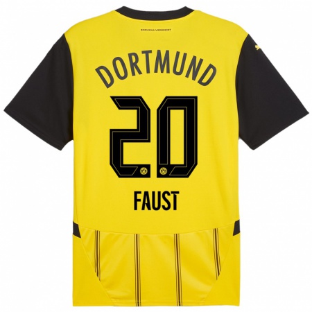 Kandiny Enfant Maillot Tom Faust #20 Jaune Noir Tenues Domicile 2024/25 T-Shirt