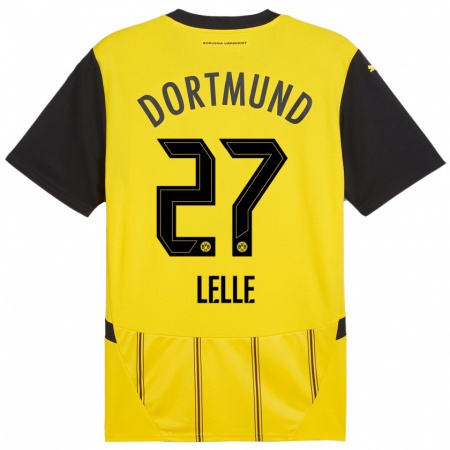 Kandiny Enfant Maillot David Lelle #27 Jaune Noir Tenues Domicile 2024/25 T-Shirt