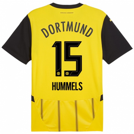 Kandiny Enfant Maillot Mats Hummels #15 Jaune Noir Tenues Domicile 2024/25 T-Shirt