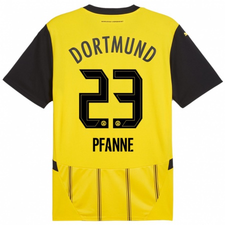 Kandiny Enfant Maillot Franz Pfanne #23 Jaune Noir Tenues Domicile 2024/25 T-Shirt