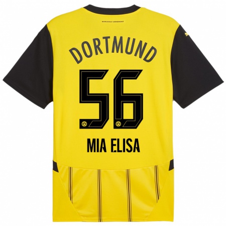 Kandiny Enfant Maillot Bomnuter Mia Elisa #56 Jaune Noir Tenues Domicile 2024/25 T-Shirt