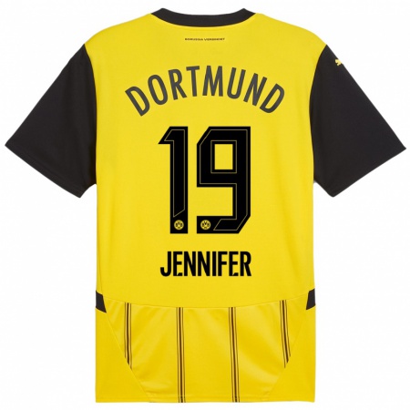 Kandiny Enfant Maillot Gutierrez Bermejo Jennifer #19 Jaune Noir Tenues Domicile 2024/25 T-Shirt