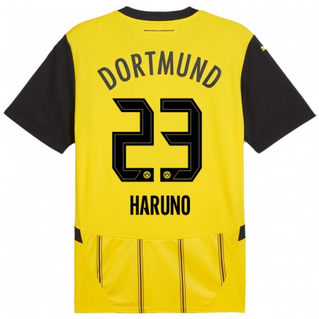 Kandiny Enfant Maillot Sasaki Haruno #23 Jaune Noir Tenues Domicile 2024/25 T-Shirt