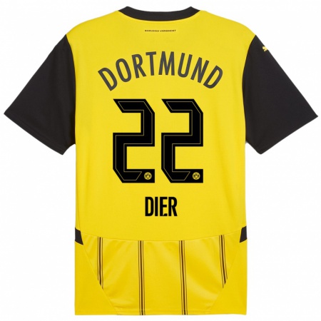 Kandiny Enfant Maillot Henrik Dier #22 Jaune Noir Tenues Domicile 2024/25 T-Shirt