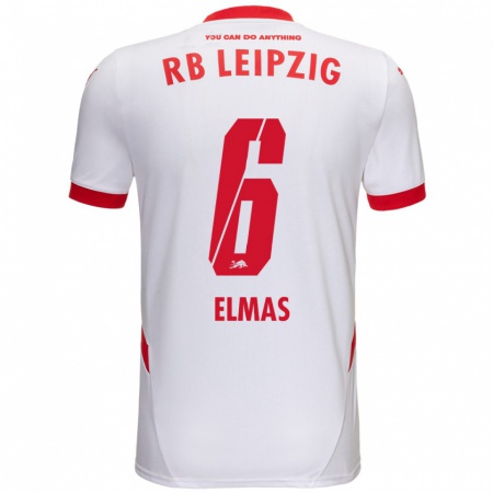 Kandiny Enfant Maillot Eljif Elmas #6 Blanc Rouge Tenues Domicile 2024/25 T-Shirt