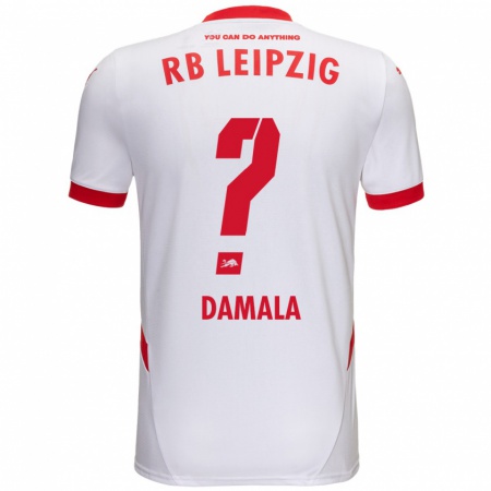 Kandiny Enfant Maillot Bilal Damala #0 Blanc Rouge Tenues Domicile 2024/25 T-Shirt