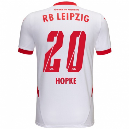 Kandiny Enfant Maillot Hannes Hopke #20 Blanc Rouge Tenues Domicile 2024/25 T-Shirt