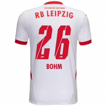 Kandiny Enfant Maillot Pepe Böhm #26 Blanc Rouge Tenues Domicile 2024/25 T-Shirt