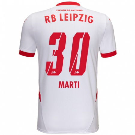 Kandiny Enfant Maillot Lara Marti #30 Blanc Rouge Tenues Domicile 2024/25 T-Shirt