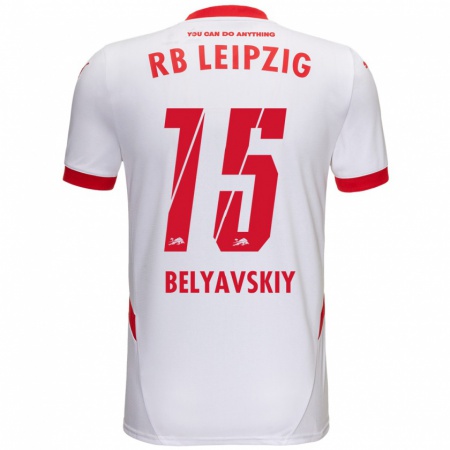 Kandiny Enfant Maillot David Belyavskiy #15 Blanc Rouge Tenues Domicile 2024/25 T-Shirt