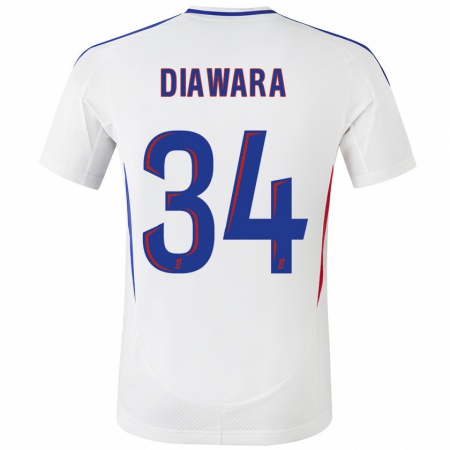 Kandiny Enfant Maillot Mahamadou Diawara #34 Blanc Bleu Tenues Domicile 2024/25 T-Shirt