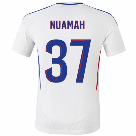 Kandiny Enfant Maillot Ernest Nuamah #37 Blanc Bleu Tenues Domicile 2024/25 T-Shirt