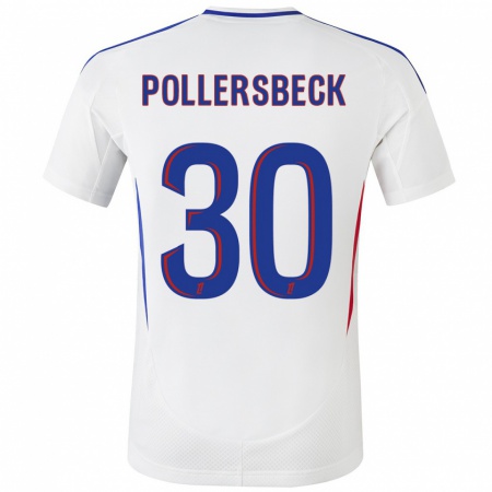 Kandiny Enfant Maillot Julian Pollersbeck #30 Blanc Bleu Tenues Domicile 2024/25 T-Shirt