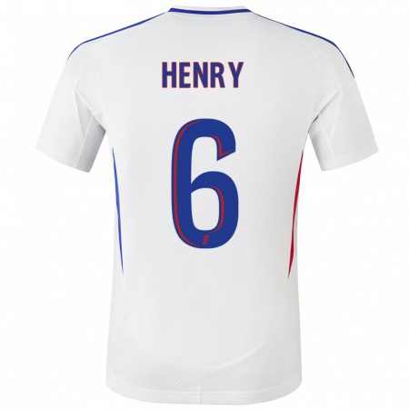 Kandiny Enfant Maillot Amandine Henry #6 Blanc Bleu Tenues Domicile 2024/25 T-Shirt