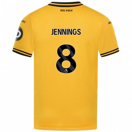 Kandiny Enfant Maillot Shannie Jennings #8 Jaune Tenues Domicile 2024/25 T-Shirt