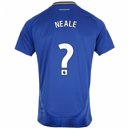 Kandiny Enfant Maillot Tommy Neale #0 Bleu Blanc Tenues Domicile 2024/25 T-Shirt