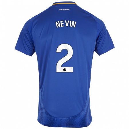 Kandiny Enfant Maillot Courtney Nevin #2 Bleu Blanc Tenues Domicile 2024/25 T-Shirt