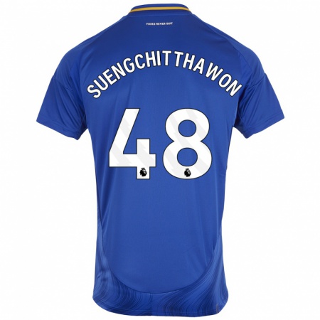 Kandiny Enfant Maillot Thanawat Suengchitthawon #48 Bleu Blanc Tenues Domicile 2024/25 T-Shirt