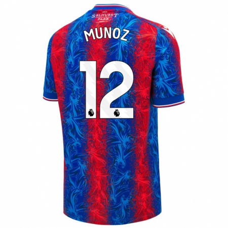 Kandiny Enfant Maillot Daniel Muñoz #12 Rayures Rouges Et Bleues Tenues Domicile 2024/25 T-Shirt