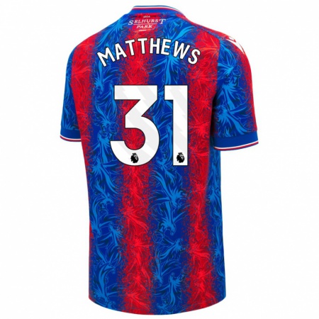 Kandiny Enfant Maillot Remi Matthews #31 Rayures Rouges Et Bleues Tenues Domicile 2024/25 T-Shirt