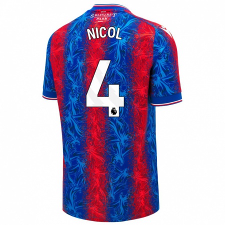 Kandiny Enfant Maillot Leigh Nicol #4 Rayures Rouges Et Bleues Tenues Domicile 2024/25 T-Shirt