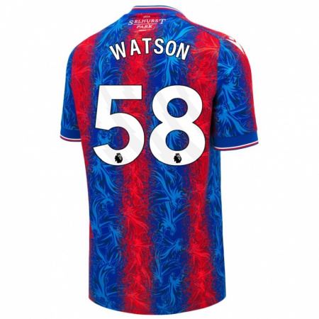 Kandiny Enfant Maillot Noah Watson #58 Rayures Rouges Et Bleues Tenues Domicile 2024/25 T-Shirt