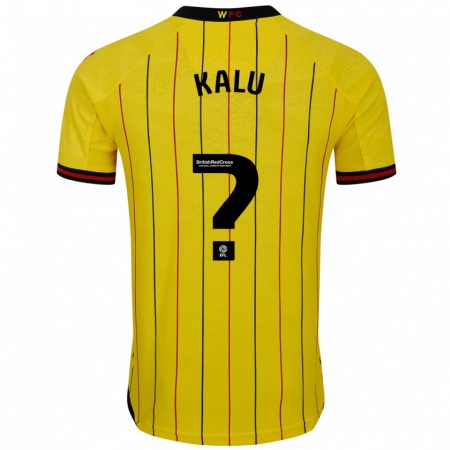 Kandiny Enfant Maillot Samuel Kalu #0 Jaune Et Noir Tenues Domicile 2024/25 T-Shirt