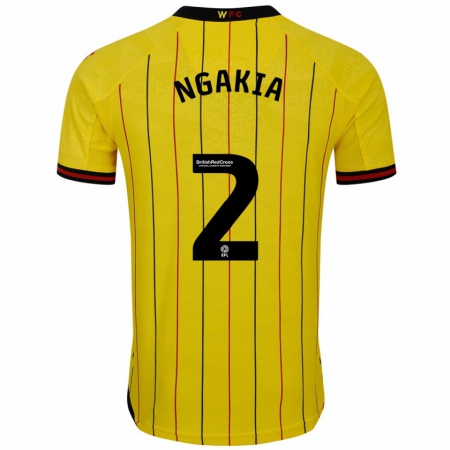 Kandiny Enfant Maillot Jeremy Ngakia #2 Jaune Et Noir Tenues Domicile 2024/25 T-Shirt