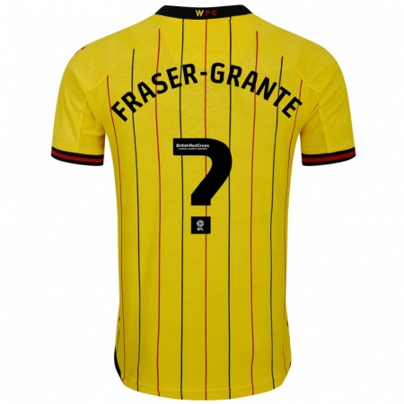 Kandiny Enfant Maillot Zak Fraser-Grante #0 Jaune Et Noir Tenues Domicile 2024/25 T-Shirt