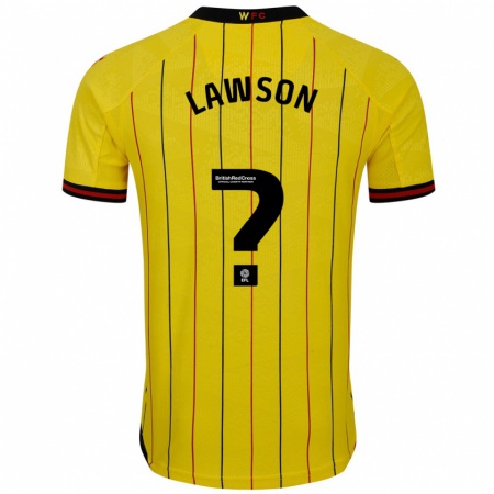 Kandiny Enfant Maillot Jonathan Lawson #0 Jaune Et Noir Tenues Domicile 2024/25 T-Shirt