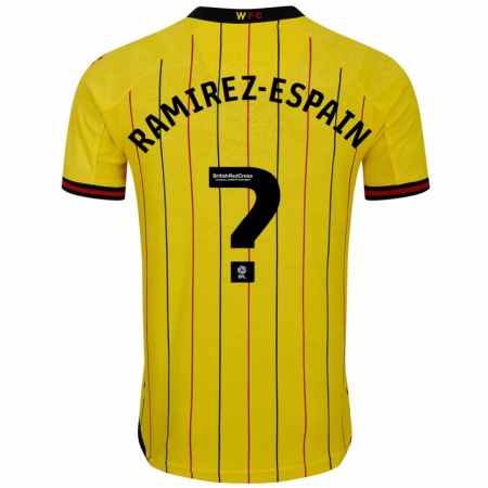 Kandiny Enfant Maillot Leo Ramirez-Espain #0 Jaune Et Noir Tenues Domicile 2024/25 T-Shirt