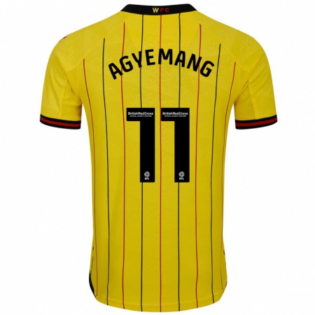 Kandiny Enfant Maillot Michelle Agyemang #11 Jaune Et Noir Tenues Domicile 2024/25 T-Shirt