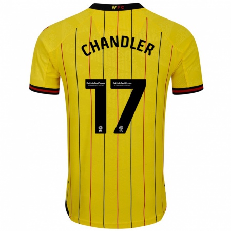 Kandiny Enfant Maillot Megan Chandler #17 Jaune Et Noir Tenues Domicile 2024/25 T-Shirt