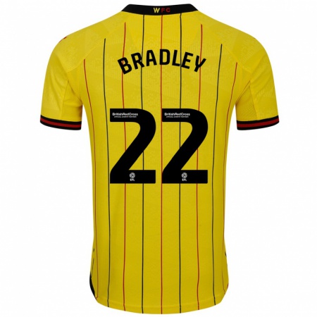 Kandiny Enfant Maillot Jade Bradley #22 Jaune Et Noir Tenues Domicile 2024/25 T-Shirt