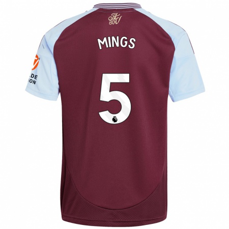 Kandiny Enfant Maillot Tyrone Mings #5 Bordeaux Bleu Ciel Tenues Domicile 2024/25 T-Shirt