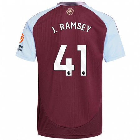 Kandiny Enfant Maillot Jacob Ramsey #41 Bordeaux Bleu Ciel Tenues Domicile 2024/25 T-Shirt