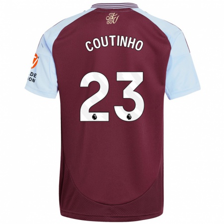 Kandiny Enfant Maillot Philippe Coutinho #23 Bordeaux Bleu Ciel Tenues Domicile 2024/25 T-Shirt