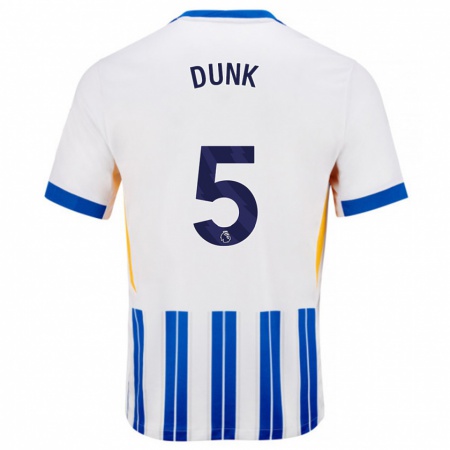 Kandiny Enfant Maillot Lewis Dunk #5 Blanc Bleu À Rayures Fines Tenues Domicile 2024/25 T-Shirt