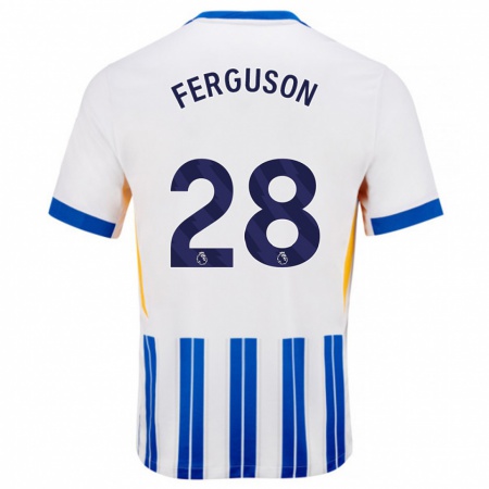 Kandiny Enfant Maillot Evan Ferguson #28 Blanc Bleu À Rayures Fines Tenues Domicile 2024/25 T-Shirt