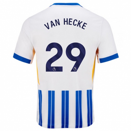 Kandiny Enfant Maillot Jan Paul Van Hecke #29 Blanc Bleu À Rayures Fines Tenues Domicile 2024/25 T-Shirt