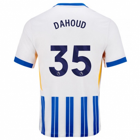 Kandiny Enfant Maillot Mahmoud Dahoud #35 Blanc Bleu À Rayures Fines Tenues Domicile 2024/25 T-Shirt