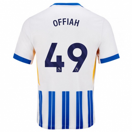 Kandiny Enfant Maillot Odel Offiah #49 Blanc Bleu À Rayures Fines Tenues Domicile 2024/25 T-Shirt