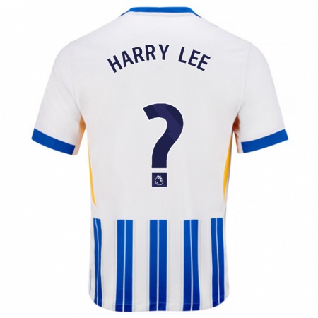 Kandiny Enfant Maillot Harry Lee #0 Blanc Bleu À Rayures Fines Tenues Domicile 2024/25 T-Shirt