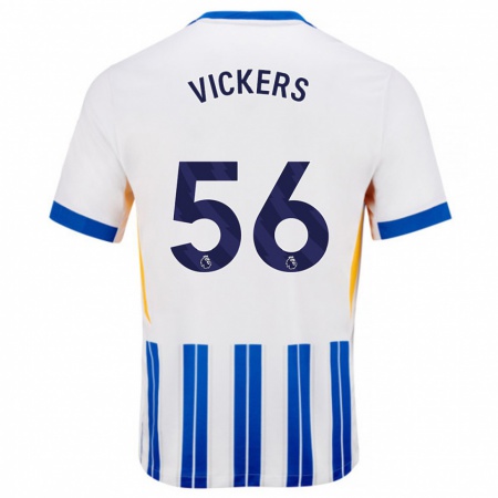 Kandiny Enfant Maillot Caylan Vickers #56 Blanc Bleu À Rayures Fines Tenues Domicile 2024/25 T-Shirt