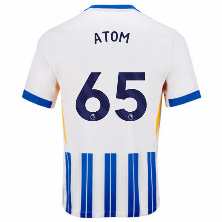 Kandiny Enfant Maillot Noel Atom #65 Blanc Bleu À Rayures Fines Tenues Domicile 2024/25 T-Shirt