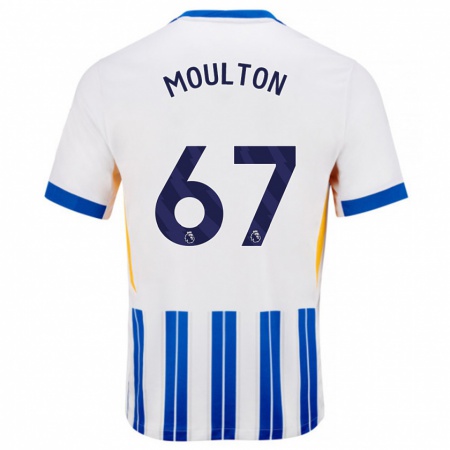 Kandiny Enfant Maillot Remiero Moulton #67 Blanc Bleu À Rayures Fines Tenues Domicile 2024/25 T-Shirt