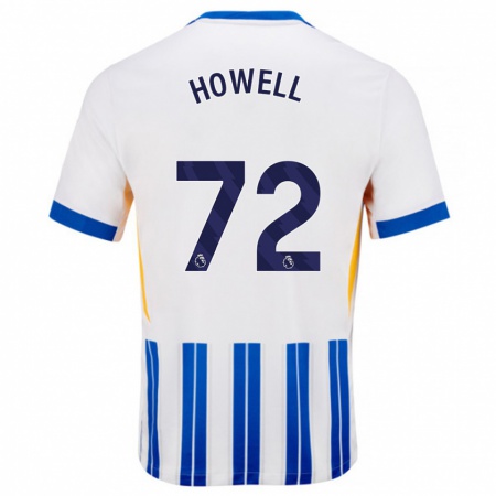 Kandiny Enfant Maillot Harry Howell #72 Blanc Bleu À Rayures Fines Tenues Domicile 2024/25 T-Shirt