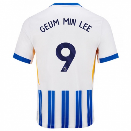 Kandiny Enfant Maillot Lee Geum-Min #9 Blanc Bleu À Rayures Fines Tenues Domicile 2024/25 T-Shirt